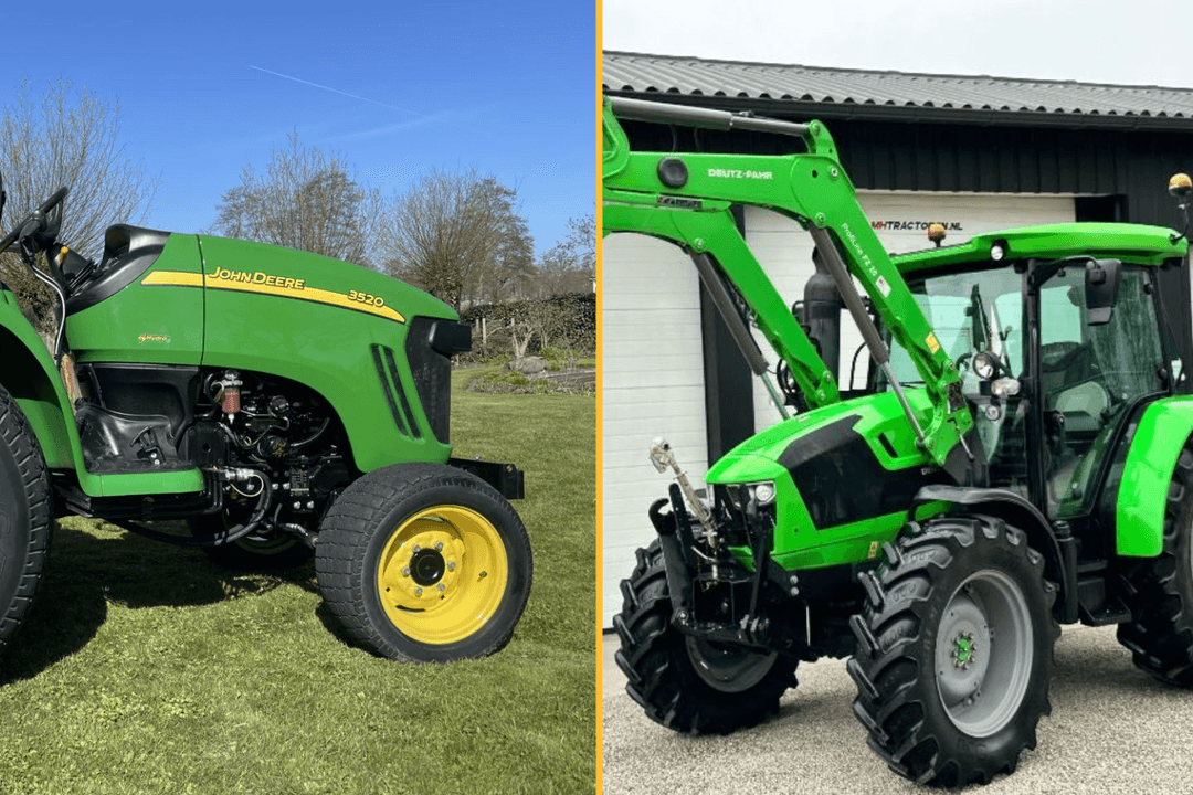 Compact tractor naast een middelzware tractor